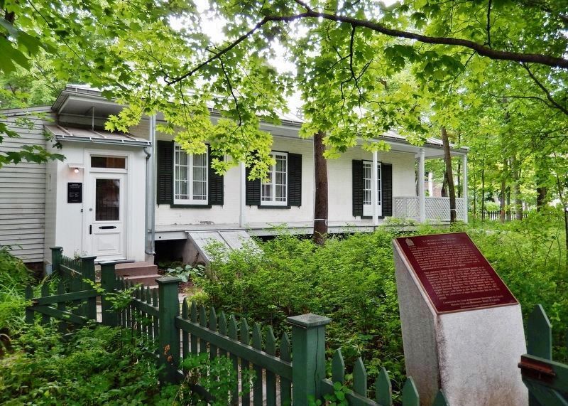 La Maison Henry-Stuart Marker • wide view<br>(<i>west side of Henry-Stuart house in background</i>). Click for full size. La Maison Henry-Stuart Marker • wide view<br>(<i>west side of Henry-Stuart house in background</i>) image. Click for full size.