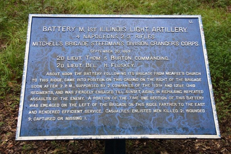 Battery M, 1st Illinois Light Artillery Marker image. Click for full size.