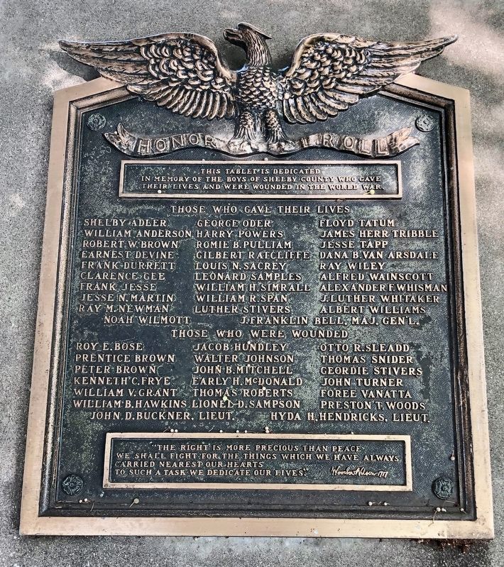 Shelby County WWI Honor Roll Marker image. Click for full size.