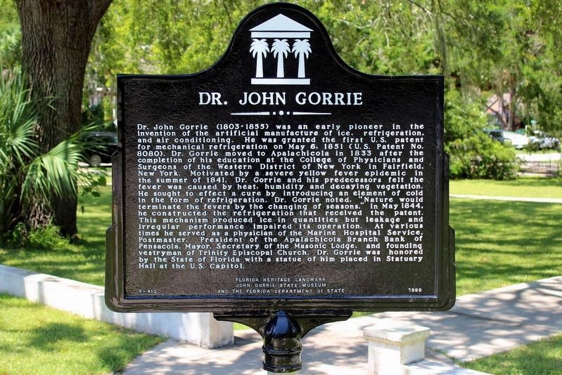 Dr. John Gorrie Marker after restoration image. Click for full size.