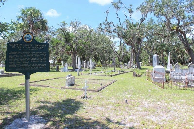 Chestnut Street Cemetery of Early Apalachicola Marker from inside of entrance gate image. Click for full size.