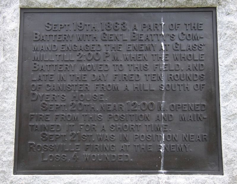 Battery M, 1st Ohio Light Artillery Marker. Click for full size. Battery M, 1st Ohio Light Artillery Marker image. Click for full size.