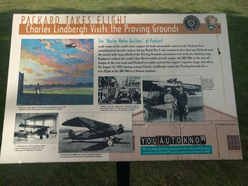 Packard Takes Flight: Charles Lindbergh Visits the Proving Grounds Marker image. Click for full size.