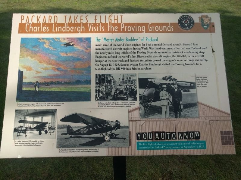 Packard Takes Flight: Charles Lindbergh Visits the Proving Grounds Marker. Click for full size. Packard Takes Flight: Charles Lindbergh Visits the Proving Grounds Marker image. Click for full size.