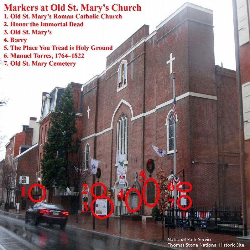Markers at Old St. Mary�s Church image. Click for full size.