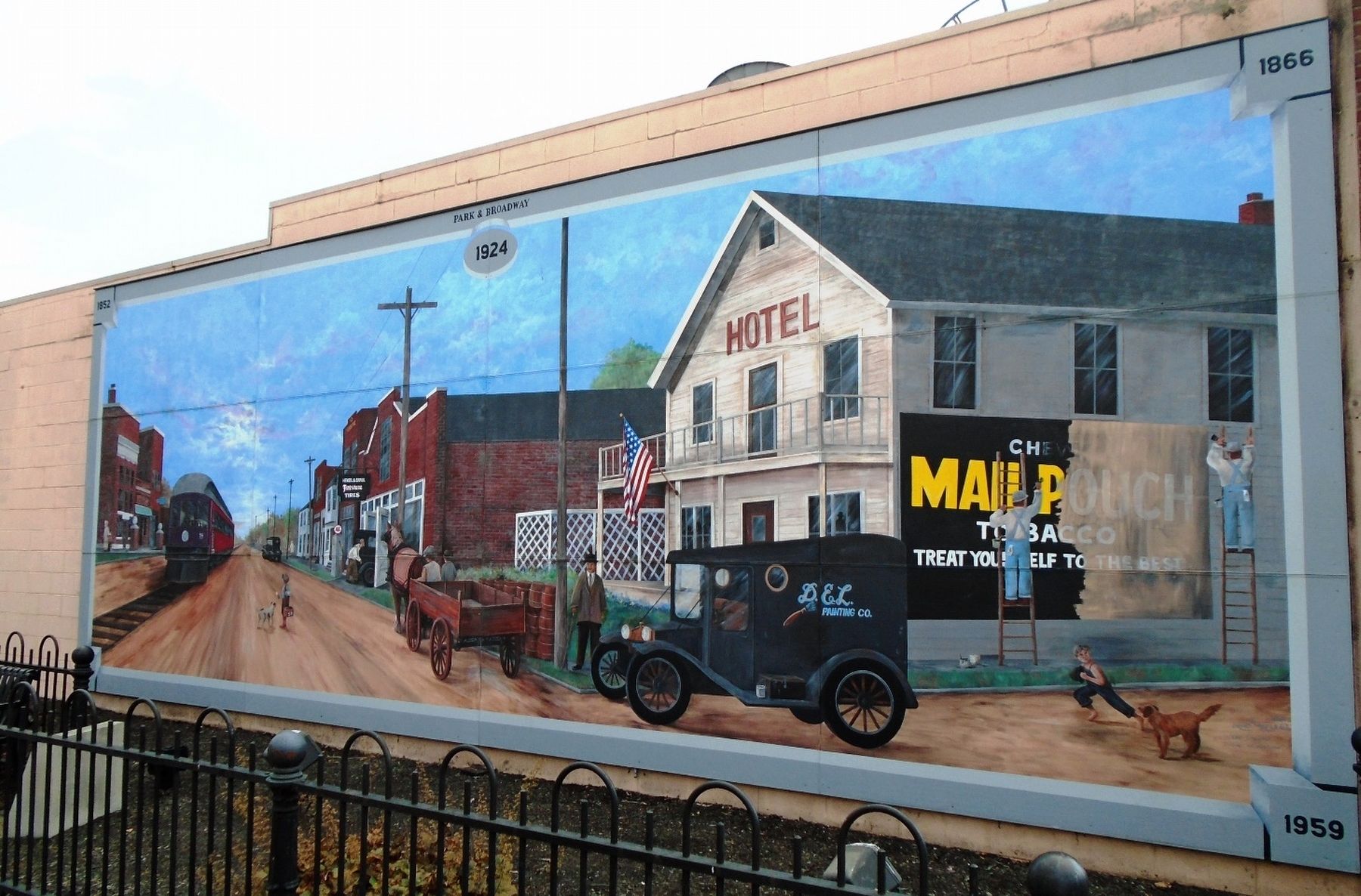 "Park and Broadway in 1924" Mural image. Click for full size.