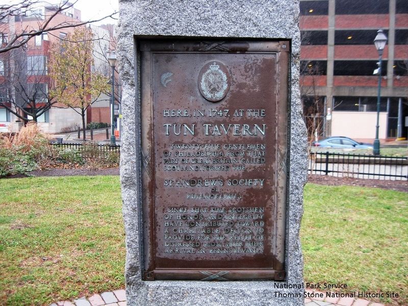 St. Andrew's Society of Philadelphia Marker image. Click for full size.