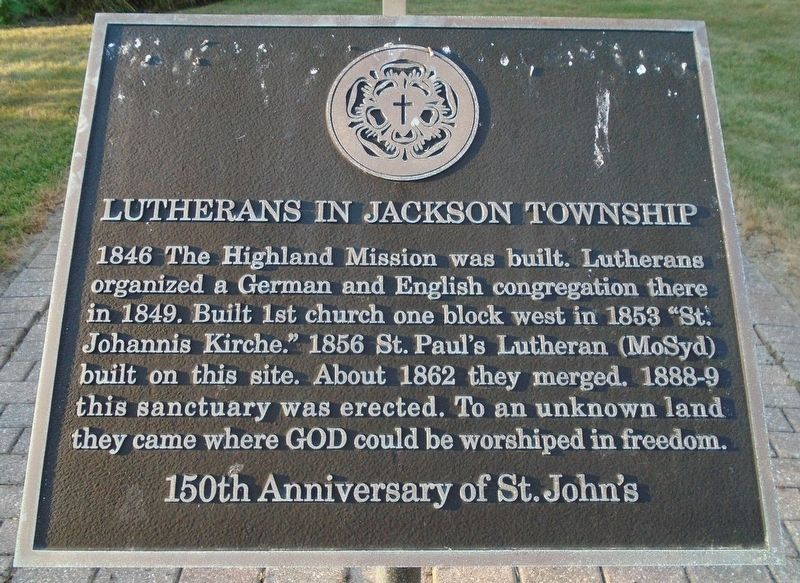 Lutherans in Jackson Township Marker image. Click for full size.