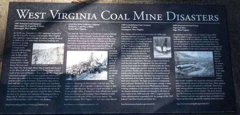 West Virginia Coal Mine Disasters Panel image. Click for full size.