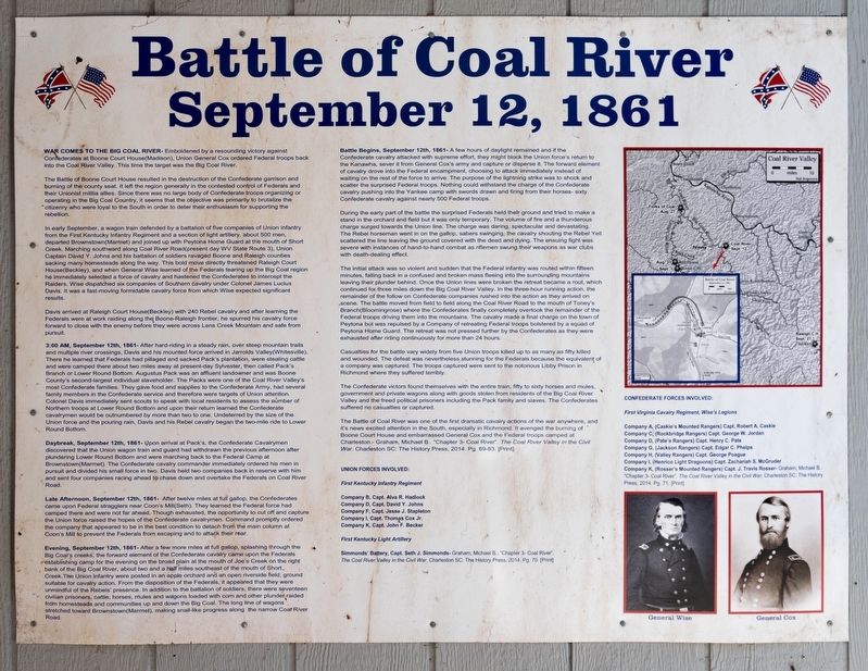 Battle of Coal River Marker image. Click for full size.