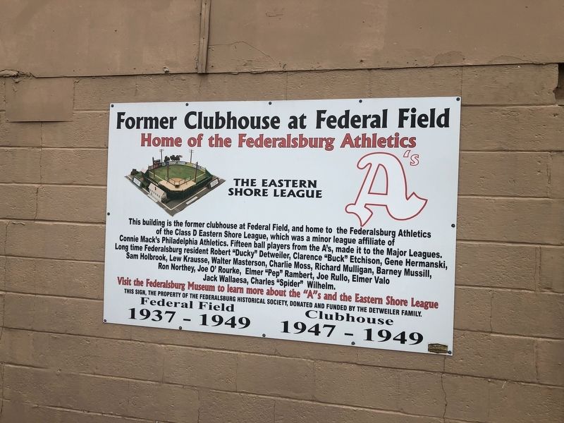 Former Clubhouse at Federal Field Marker image. Click for full size.