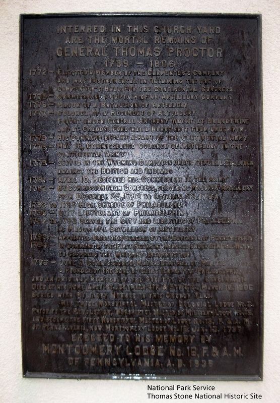 Interred in this church yard are the mortal remains of General Thomas Proctor Marker image. Click for full size.