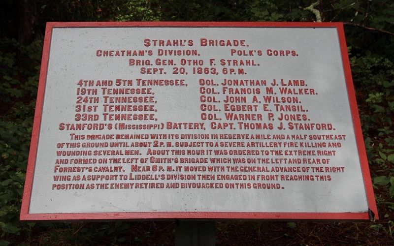 Strahl's Brigade Marker. Click for full size. Strahl's Brigade Marker image. Click for full size.