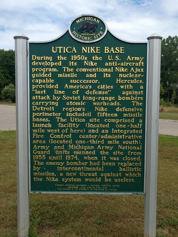 Spring Hill Farm / Utica Nike Base Marker. Click for full size. Spring Hill Farm / Utica Nike Base Marker image. Click for full size.