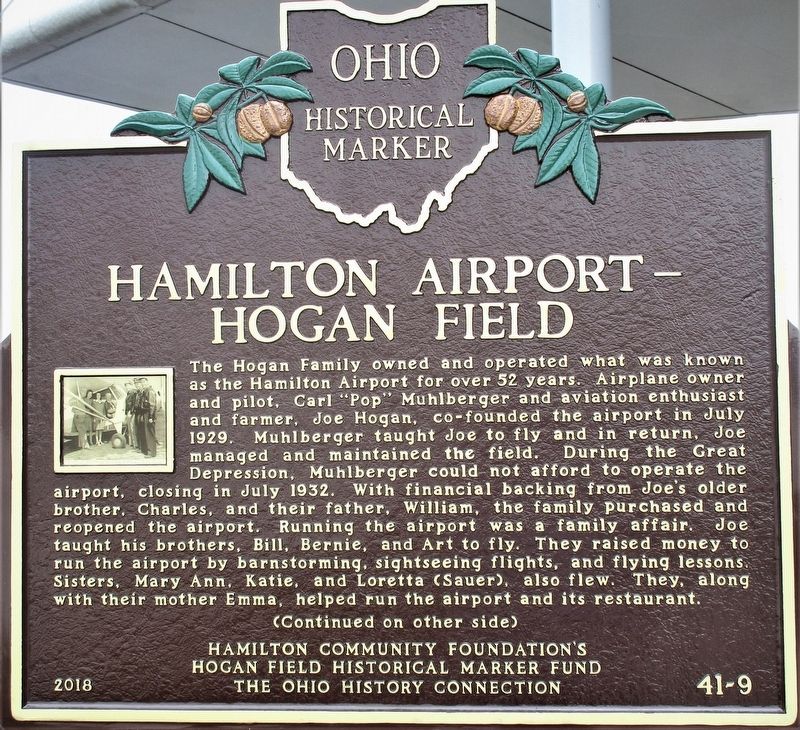 Hamilton Airport- Hogan Field Marker image. Click for full size.
