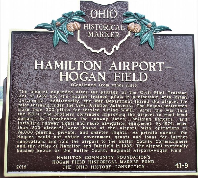 Hamilton Airport- Hogan Field Marker Reverse image. Click for full size.