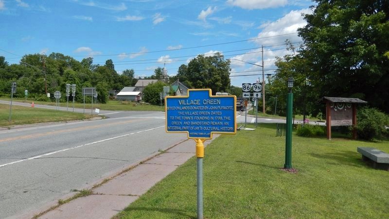 Village Green Marker (<i>view looking north along New York Route 9N  Village Green to right</i>) image. Click for full size.