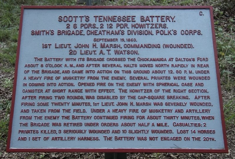 Scott's Tennessee Battery Marker. Click for full size. Scott's Tennessee Battery Marker image. Click for full size.