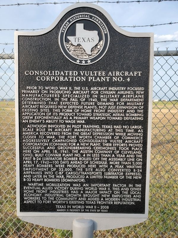 Consolidated Vultee Aircraft Corporation Plant No. 4 Marker image. Click for full size.