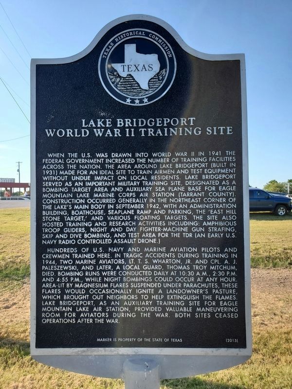 Lake Bridgeport World War II Training Site Marker image. Click for full size.