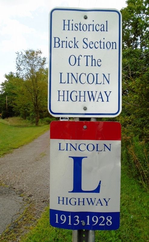 Historical Brick Section Of The LINCOLN HIGHWAY Marker. Click for full size. Historical Brick Section Of The LINCOLN HIGHWAY Marker image. Click for full size.