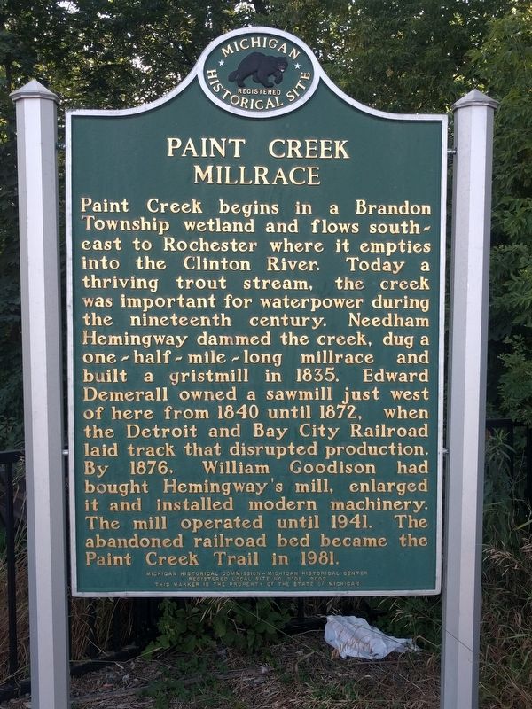 Paint Creek Millrace Marker image. Click for full size.
