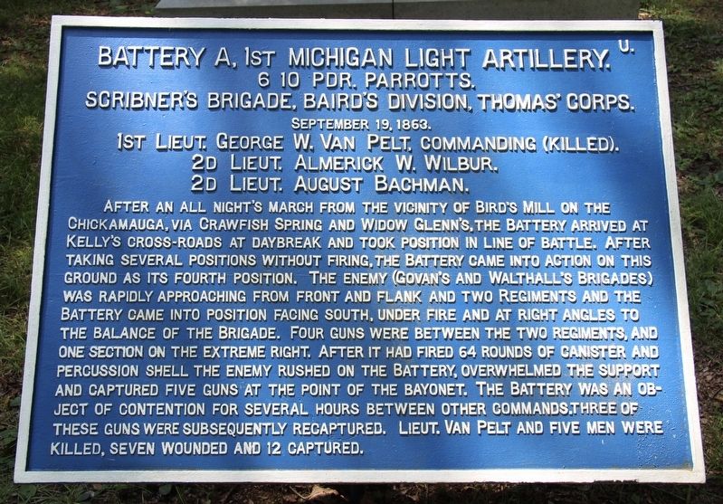 Battery A, 1st Michigan Marker image. Click for full size.