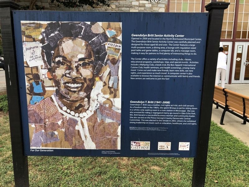Gwendolyn Britt Senior Activity Center Marker image. Click for full size.