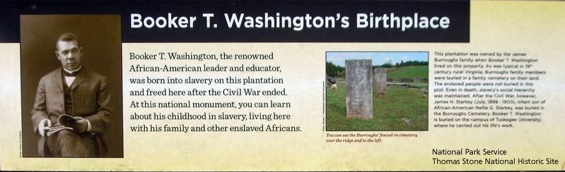 Booker T. Washington's Birthplace Marker (Left Half) image. Click for full size.
