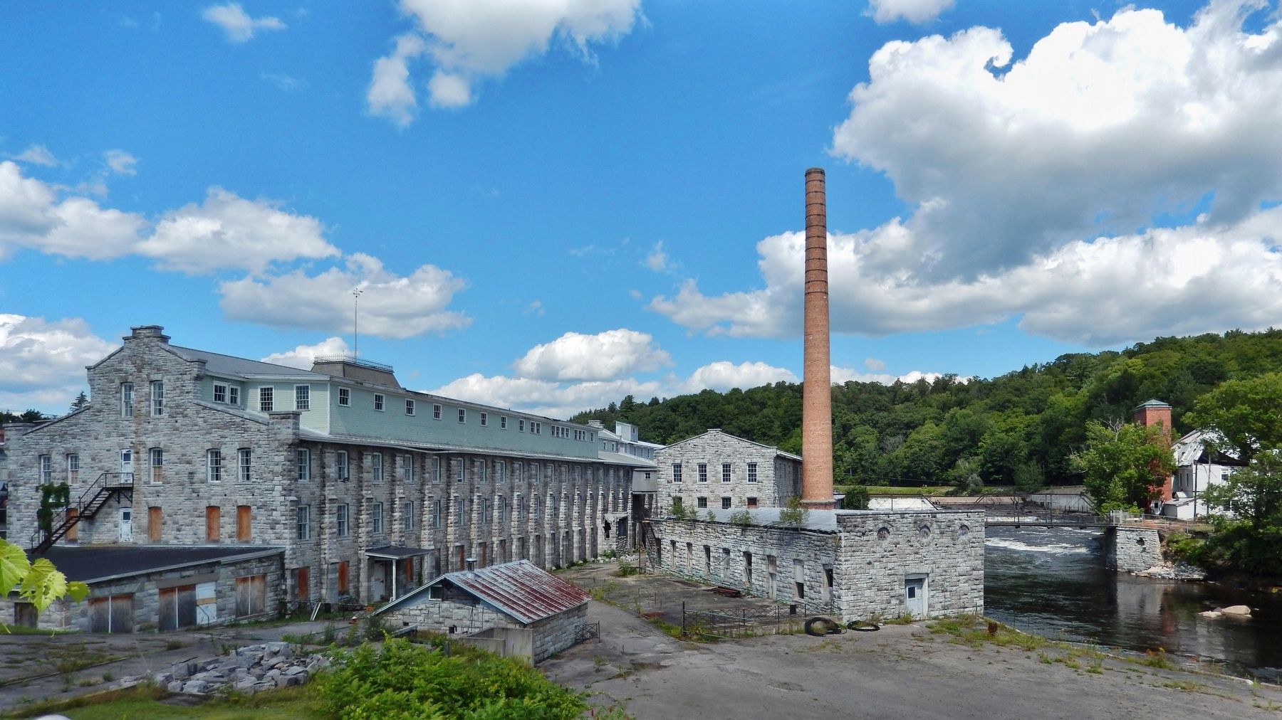 Dolge Company Factory Complex (<i>wide view from southwest • East Canada Creek on right</i>). Click for full size. Dolge Company Factory Complex (<i>wide view from southwest • East Canada Creek on right</i>) image. Click for full size.