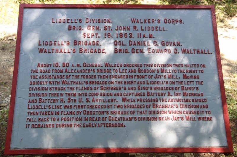 Liddell's Division Marker. Click for full size. Liddell's Division Marker image. Click for full size.