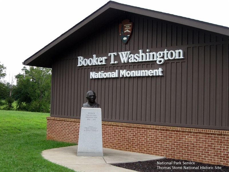 Booker Taliaferro Washington Memorial and exterior of Visitor Center image. Click for full size.