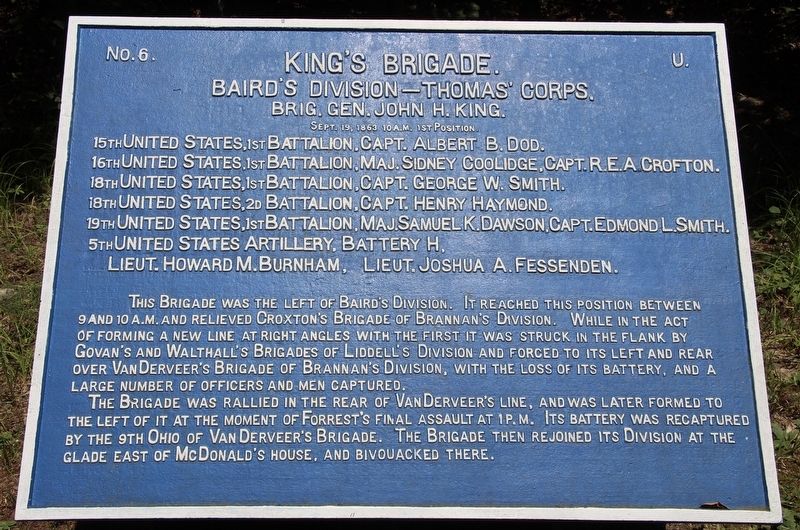 J. King's Brigade Marker image. Click for full size.