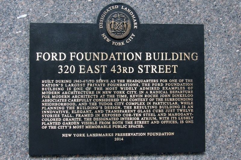 Ford Foundation Building Marker image. Click for full size.