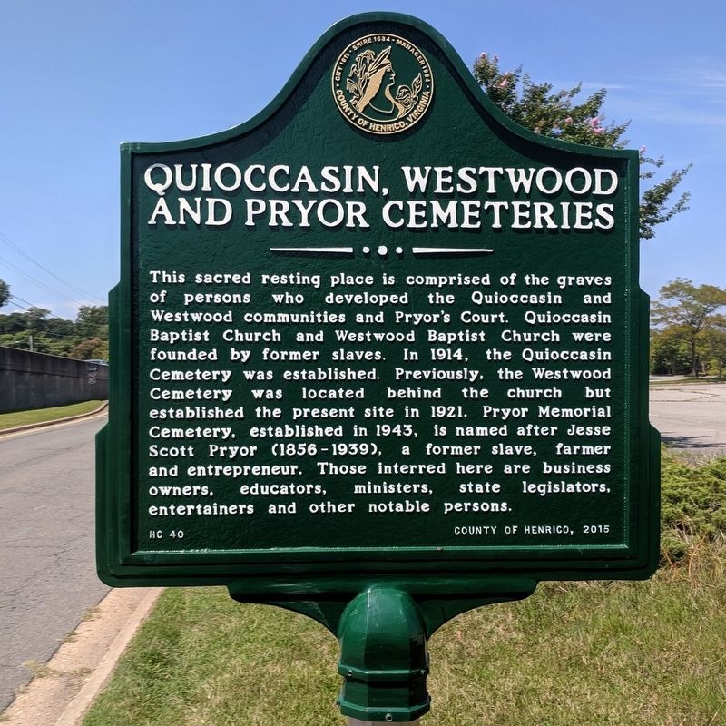 Quioccasin, Westwood and Pryor Cemeteries Marker image. Click for full size.