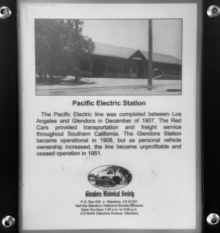 Pacific Electric Station Marker. Click for full size. Pacific Electric Station Marker image. Click for full size.
