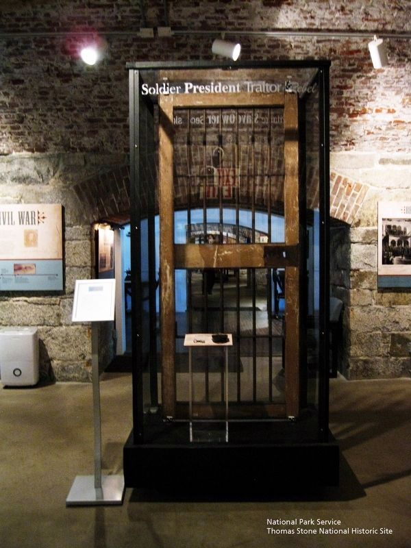 Exhibit on the Confinement of Jefferson Davis called "Soldier, President, Traitor, Rebel". image. Click for full size.