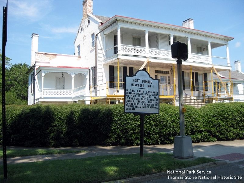 Fort Monroe Marker and Quarters No. 1 exterior.. Click for full size. Fort Monroe Marker and Quarters No. 1 exterior. image. Click for full size.