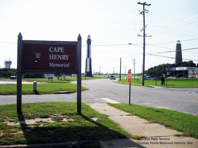 Cape Henry Memorial Entrance Sign. image. Click for full size.