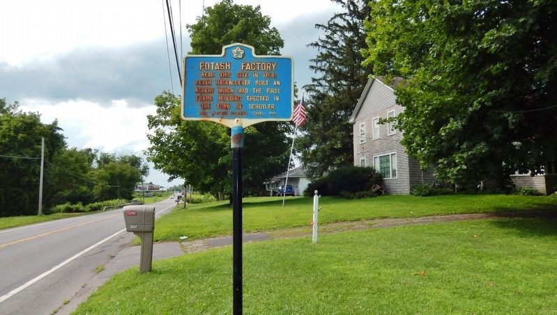 Potash Factory Marker<br>(<i>wide view looking west along New York Route 5</i>) image. Click for full size.