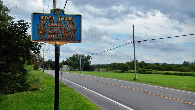 Potash Factory Marker<br>(<i>wide view looking east along New York Route 5</i>) image. Click for full size.