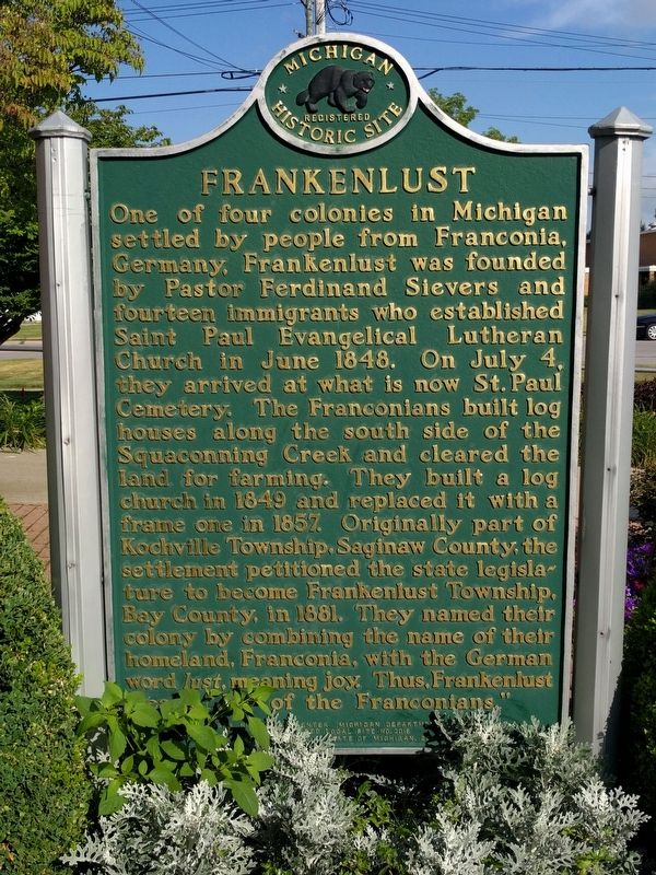 Frankenlust / St. Paul Evangelical Lutheran Church Marker. Click for full size. Frankenlust / St. Paul Evangelical Lutheran Church Marker image. Click for full size.