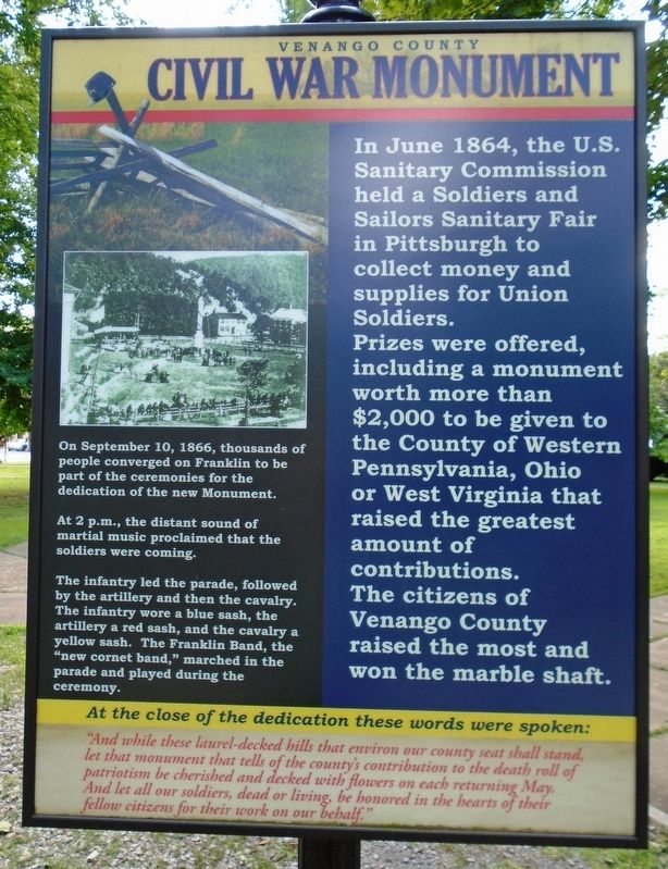 Venango County Civil War Monument Marker. Click for full size. Venango County Civil War Monument Marker image. Click for full size.