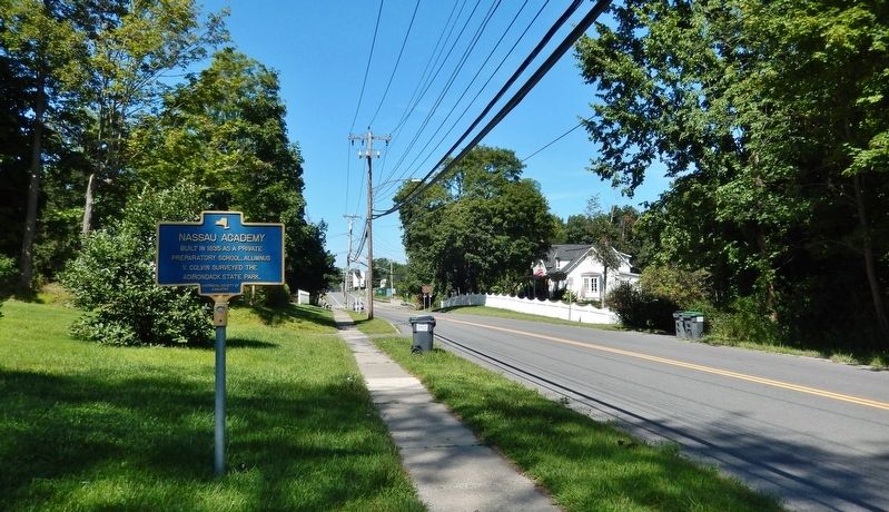 Nassau Academy Marker<br>(<i>wide view looking west along US Highway 20</i>) image. Click for full size.