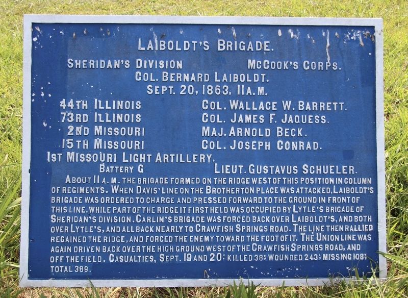 Laiboldt's Brigade Marker. Click for full size. Laiboldt's Brigade Marker image. Click for full size.