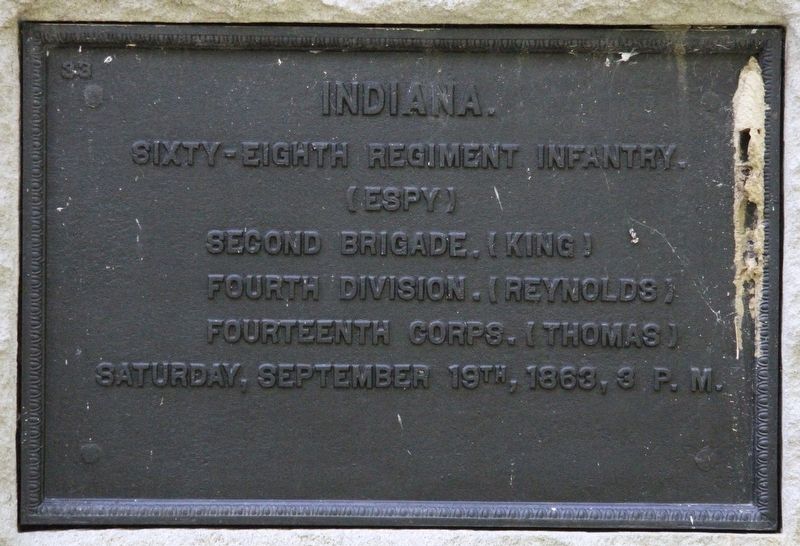 68th Indiana Infantry Marker. Click for full size. 68th Indiana Infantry Marker image. Click for full size.