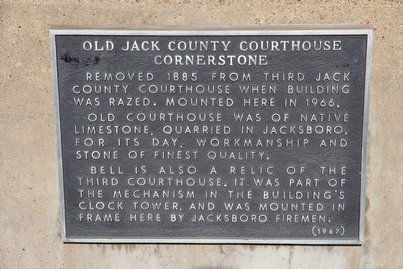Old Jack County Courthouse Cornerstone Marker image. Click for full size.