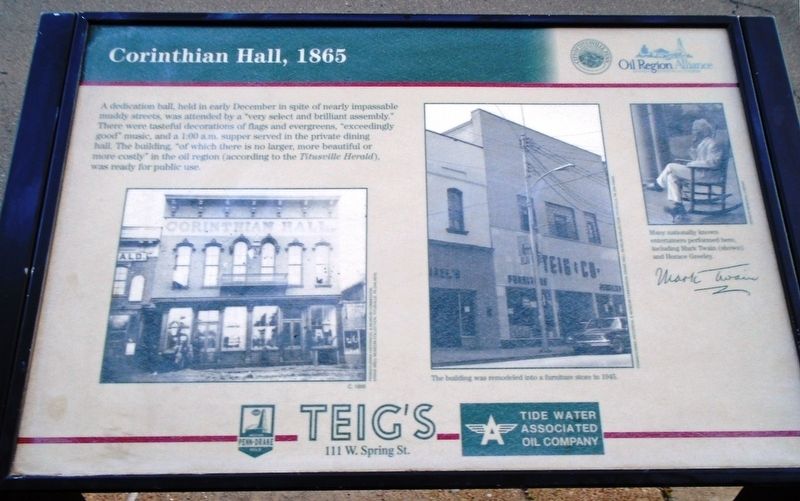 Corinthian Hall, 1865 Marker image. Click for full size.