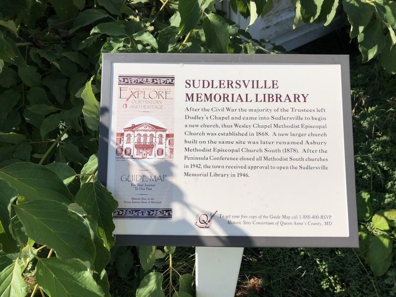 Sudlersville Memorial Library Marker image. Click for full size.