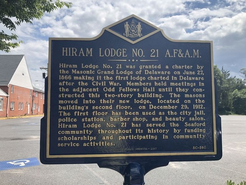 Hiram Lodge No. 21 A.F&A.M. Marker image. Click for full size.